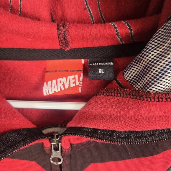 Marvel DEADPOOL Mad Engine Full Zip Face Halloween Hoodie XL Comic Outdoor - Picture 2 of 4